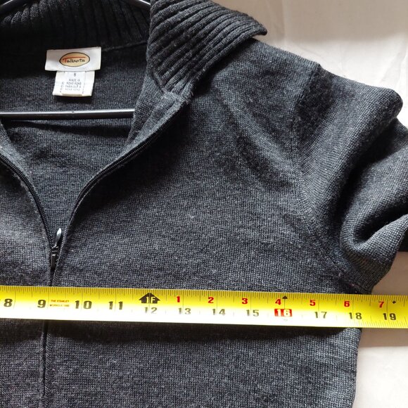 Talbots Men 100% Wool Grey Zip Sweater (Size S) - Picture 8 of 10